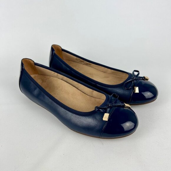 Vionic Womens Minna Blue Leather Ballet Flat Orthopedic Comfort Shoes size 9 - Picture 1 of 15